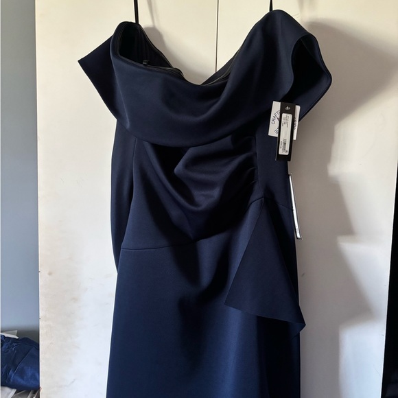 Xscape Blue Asymmetrical Sheath Dress with Cowl Neck - Picture 1 of 3
